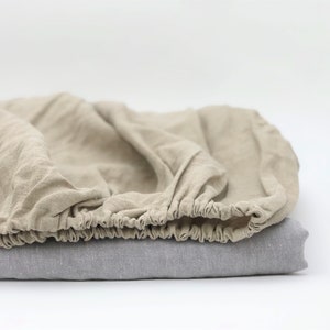 Natural Linen Bed Fitted Sheet, Washed Soft Linen Bed Sheet, Double Fitted Sheet, King Fitted Sheet, Super King Fitted Sheet