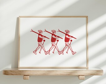 Vintage Ski Print | Retro Skier Artwork, Chalet Decor
