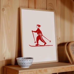 Vintage Skier | Skiing Artwork, Gift for Skiers, The Alps, Skiing Poster Retro, Ski Print, Classic Ski Poster, Chalet Art, Ski Chalet Decor