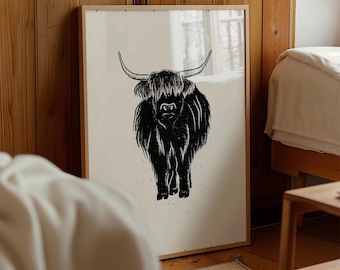 Highland Cow Print | Scottish Farmhouse Wall Art, Cottagecore Decor
