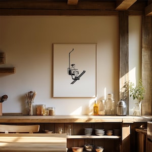 Ski Lift | Skiing Poster, Alpine Art, Ski Print, Ski Poster, Ski Gondola Art, Mountain Wall Art, Ski Chalet Wall Art, Ski Chalet Poster