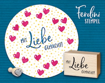 Stempel · Mit Liebe gemacht + Herz