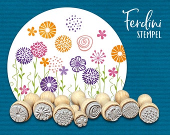 Set di timbri · 8 grandi fiori