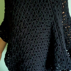 Black poncho, womans poncho, lacy poncho,asymmetrical poncho, lightweight poncho