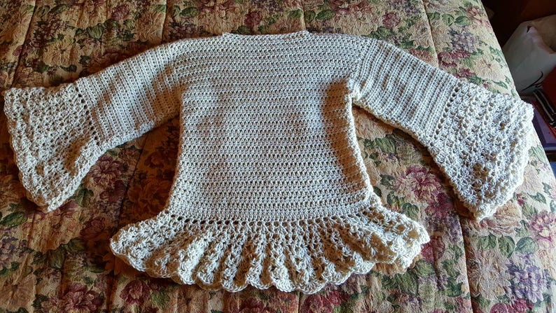 elegant woman/'s sweater exclusive design! bell sleeve sweater Women/'s crochet sweater,Crochet bell sleeve sweater made to order sweater