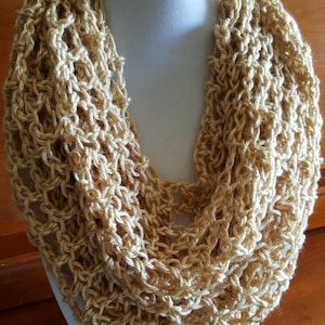 Infinity scarf,beige  infinity scarf, lacy infinity scarf, natural colored crocheted infinity scarf, crocheted scarf,spring infinity scarf