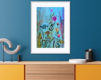 Impresión artística de pintura de tortuga marina