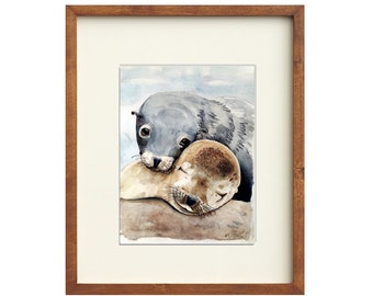 Seals, Seal, Seal baby, Animal prints, Ocean animals, Mother and Baby, Coastal Beach Home Decor, Beach Home Decor, Ocean Animals, Nursery