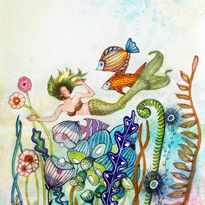 Mermaid Watercolor Fine Art Print