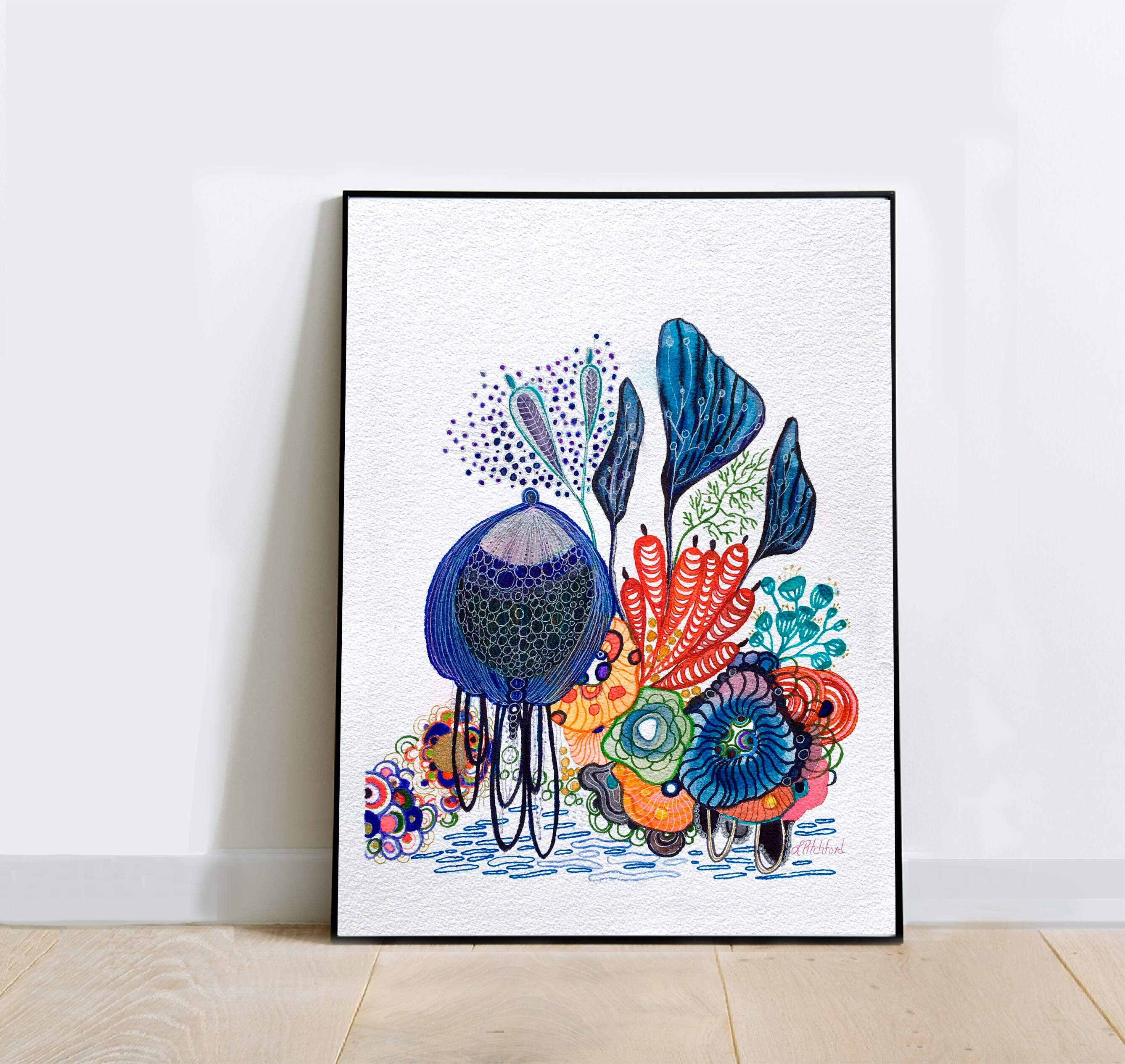 Ocean Botanical Floral Fine Art Watercolor Print | Etsy