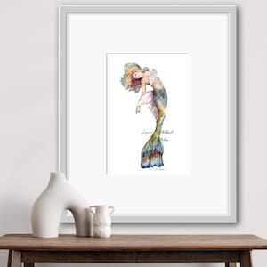 MERMAID Watercolor Fine Art Print, Mermaid Serenity, Vibrant art print