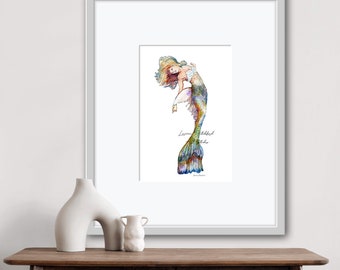 MERMAID Watercolor Fine Art Print, Mermaid Serenity, Vibrant art print