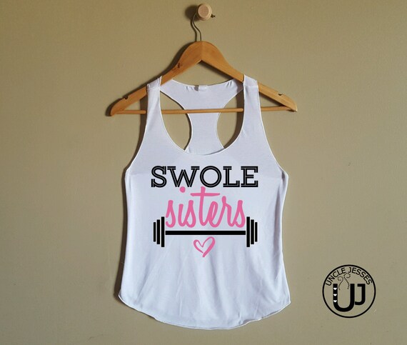 Racer Back Workout Tank Swole Sister Work Out Shirt Gym Bff Bestie Workout Parner For Her Free Weights Exercise Wear Power Lifters