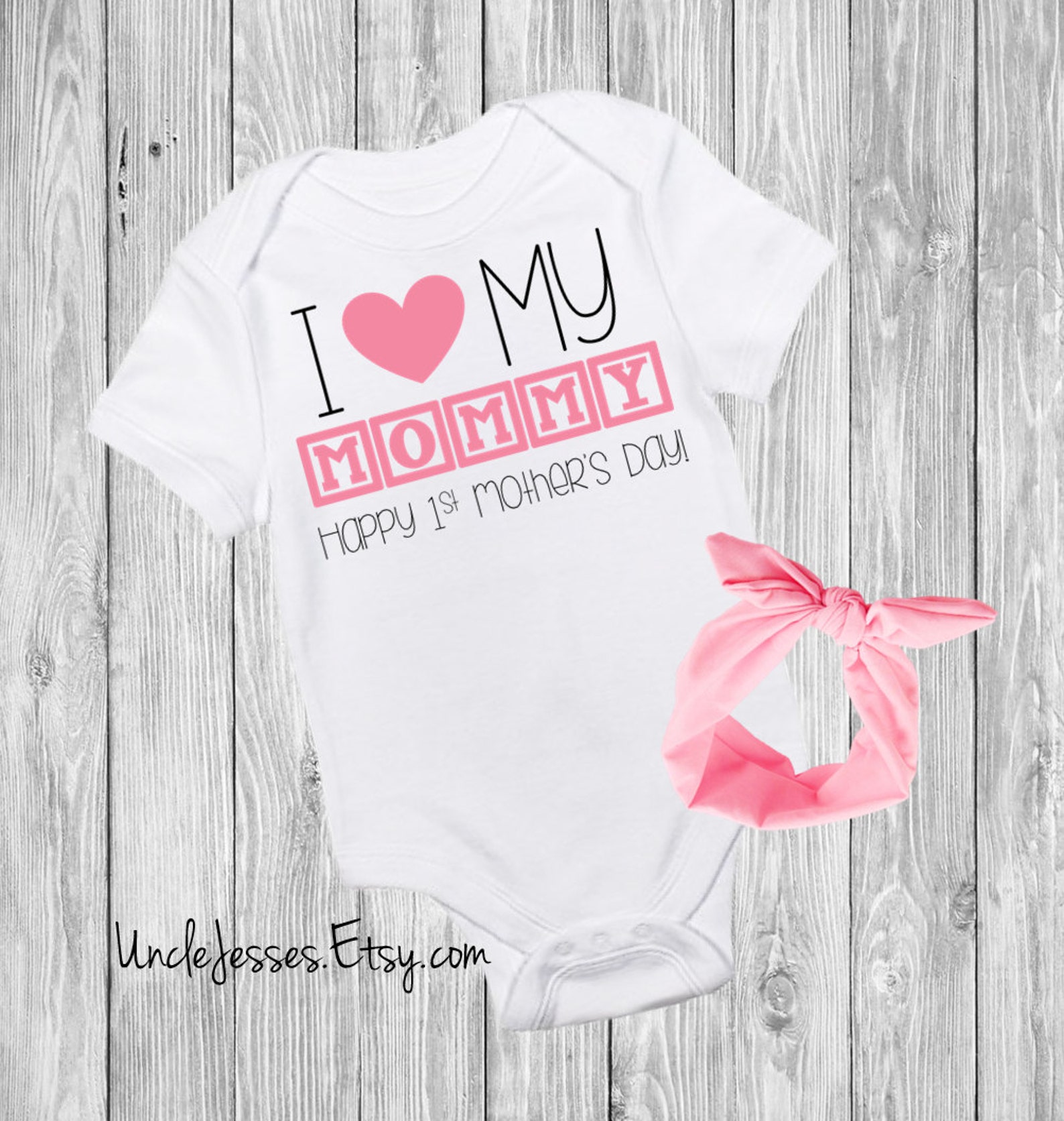 Mother's Day One Piece: I Heart My Mommy- I Love My Momma, Mom's Day Gift, From Baby Girl, Mother's Day...