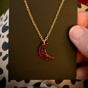 Minimalist Resin Crescent Moon Necklace
