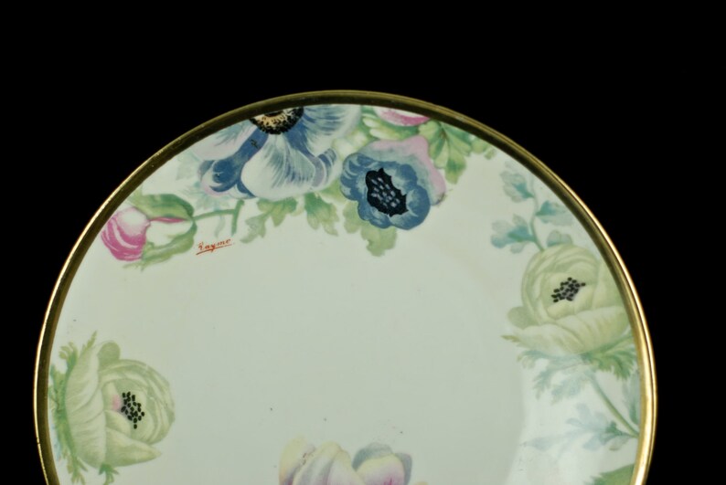 Artiste antique Signé Peint à la main Motif Floral Porcelaine Dorée 9 Assiette Armoire Coquelicot Motif O & EG Royal Autriche image 2