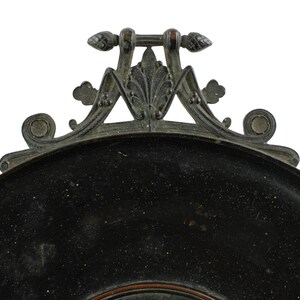 Antique Continental 19th Century Neoclassical Tazza Bronze Relief Plaque VIRGILIVS APVD MECENATEM Palmette Handles and Pinecone Finials image 5