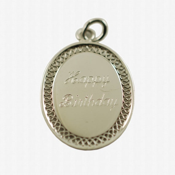 Vintage Sterling Silver Happy Birthday Pendant Ch… - image 1