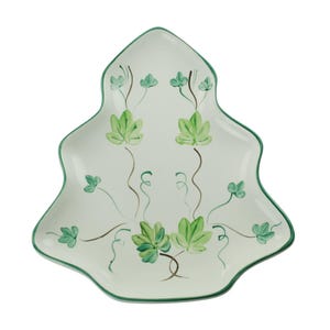 Vintage Herend Village Pottery Tray Evergreen Tree Motif with Hand Painted Ivy Pattern