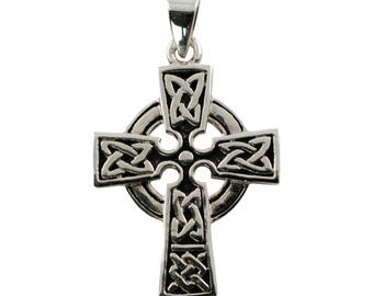 Vintage Irish Celtic Cross Pendant with Celtic Knot Motif