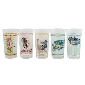 Vintage Kentucky Derby Collectible Mint Julep Glasses Set of 5  1996-2000