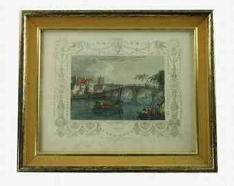 Henley, Oxon. Handgekleurde staalgravure door Sands uit 'Tombleson's Thames', gepubliceerd in 1834 door William Tombleson, Henley on Thames