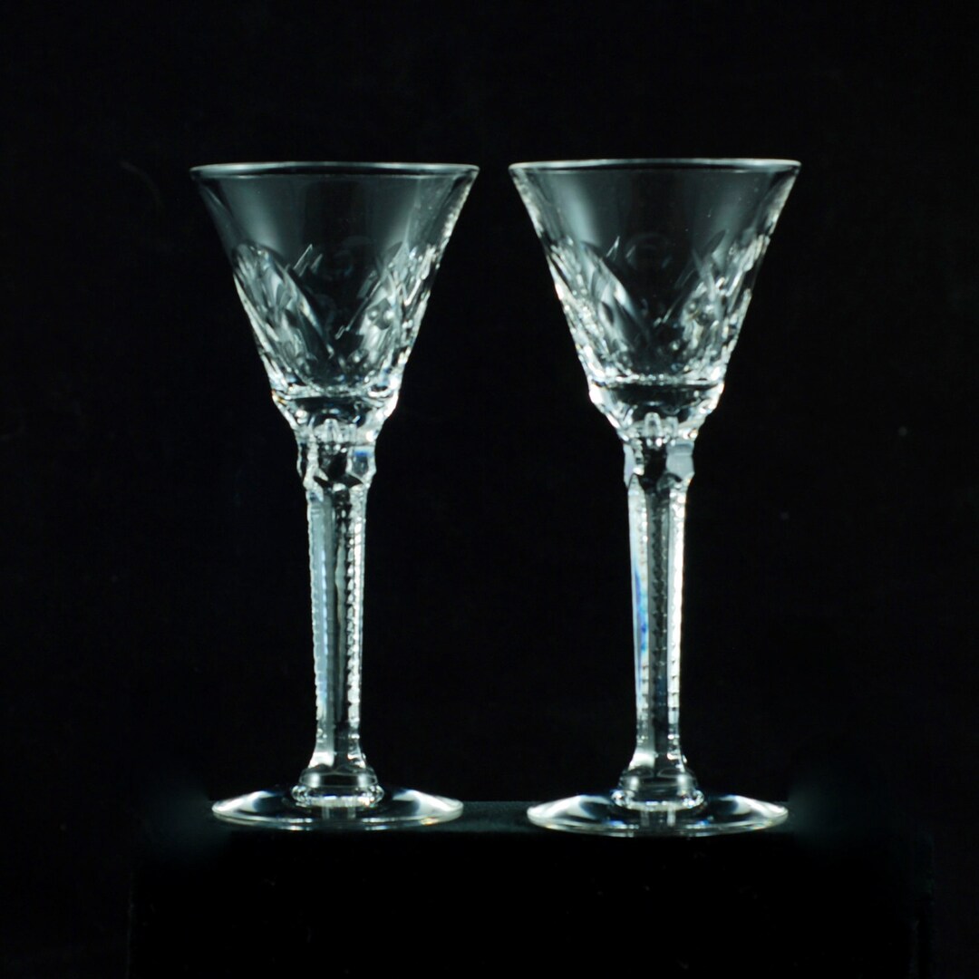 Vintage Cut Crystal Cordial Glasses With Paneled Stems Set of Etsy