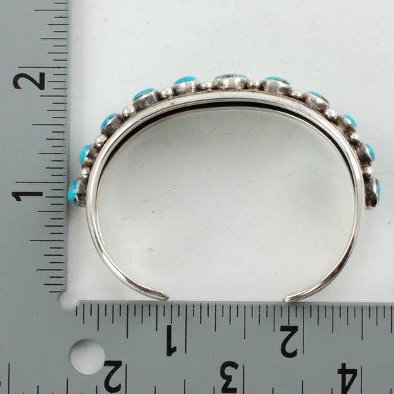 Vintage Signed Navajo Turquoise 11 Stone Sterling Silver