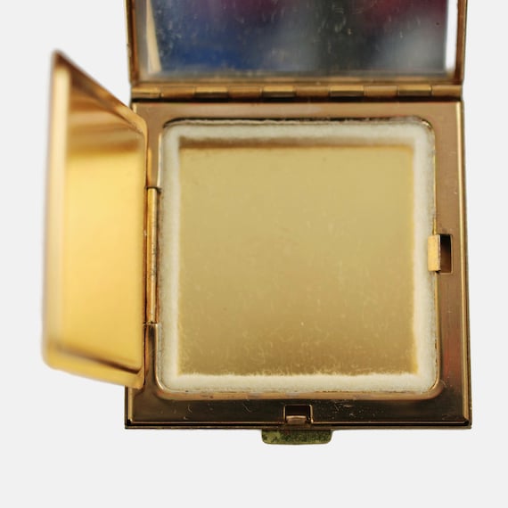 ヴィンテージ コンパクト マザーオブパール 彫刻 パール装飾 パフ付き ヴィンテージ コンパクト マザーオブパール 彫刻 パール装飾