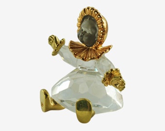 Vintage Retired Swarovski Crystal Baby Girl Figurine, Collectible Austrian Crystal