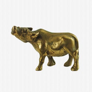 Vintage Brass Lowing Cow Figurine Paperweight