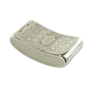 Antique John Turner Sterling Curved Rectangular Snuff Box Circa 1814, Engraved Prick Dot Circle Motif Monogrammed Lid, Floral Foliate Base