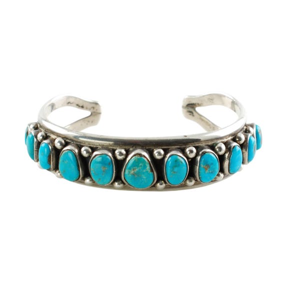 アクセサリー VT navajo bangle vintage Vintage Signed Navajo Turquoise 11 Stone Sterling Silver