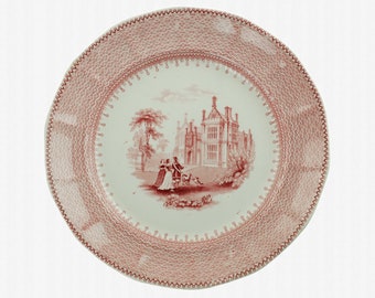 Antieke TJ & J Mayer Baronial Halls Transferware plaat, romantisch Staffordshire