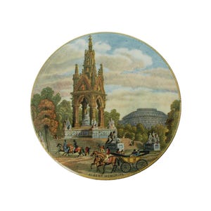 Antike F & R Pratt ""Albert Monument"" Transfer dekoriert Topf Deckel, frühe Ausgabe Design 241."