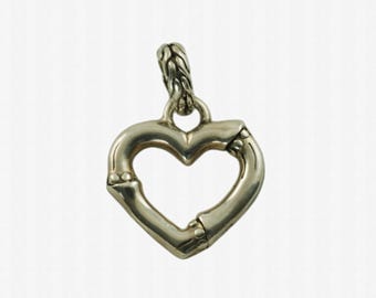Vintage John Hardy Sterling Silver Bamboo Heart Pendant Charm