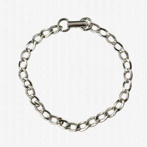 Vintage Sterling Silver Curb Chain Link Bracelet Textured and Polished Links Charm Bracelet