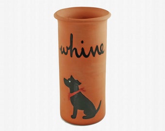 Zeppa Studios "Whine" Terracotta Wine Chiller with Black Dog Motif