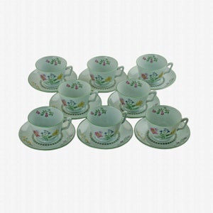 Vintage Spode Fine Stone England Summer Palace Cups and Saucers Set of 8 W150