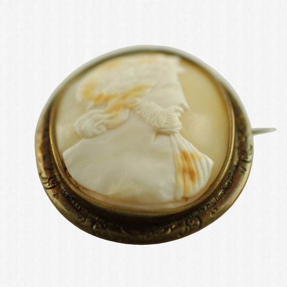 Antique Hand Carved Zeus Shell Cameo Brooch Pin w… - image 7