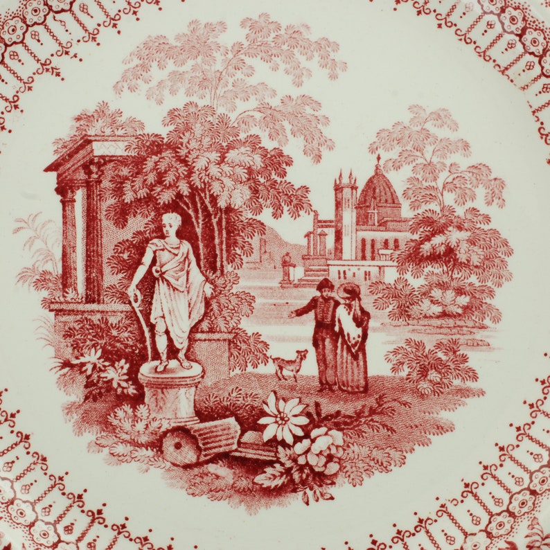 Clews Patterns Antique R & J Clews Canovian Pattern Red and White Staffordshire Plate ...