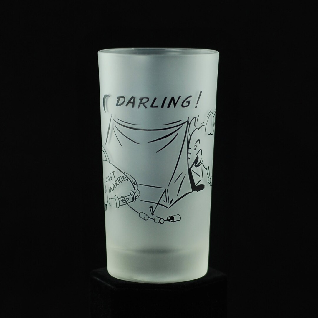 Vintage Naughty Novelty Highball Glass just Married Cartoon Scene Mid Century Etsy