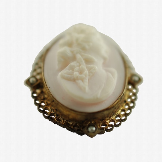 Angel Skin Cameo Brooch with Seed Pearl Accents, … - image 8