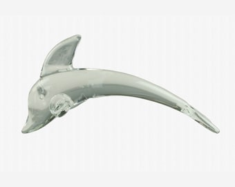 Groot vintage Muranoglas springende dolfijn vrijstaande sculptuur