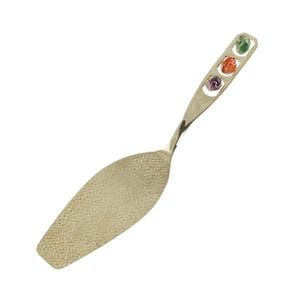 Servidor para tarta o pastel vintage de metal plateado y piedra semipreciosa