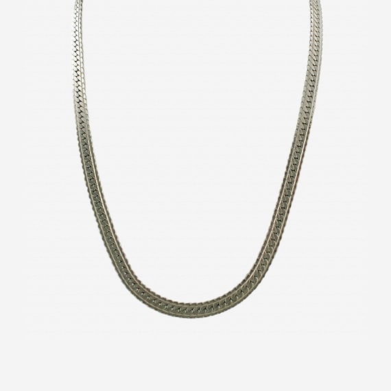 Vintage 14K White Gold Filled Reversible Herringbone Link Unisex - Main Image