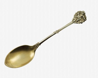 Antique Sterling Silver Collectible Spoon with Cherub and Lute Finial and Gold Vermeil Bowl