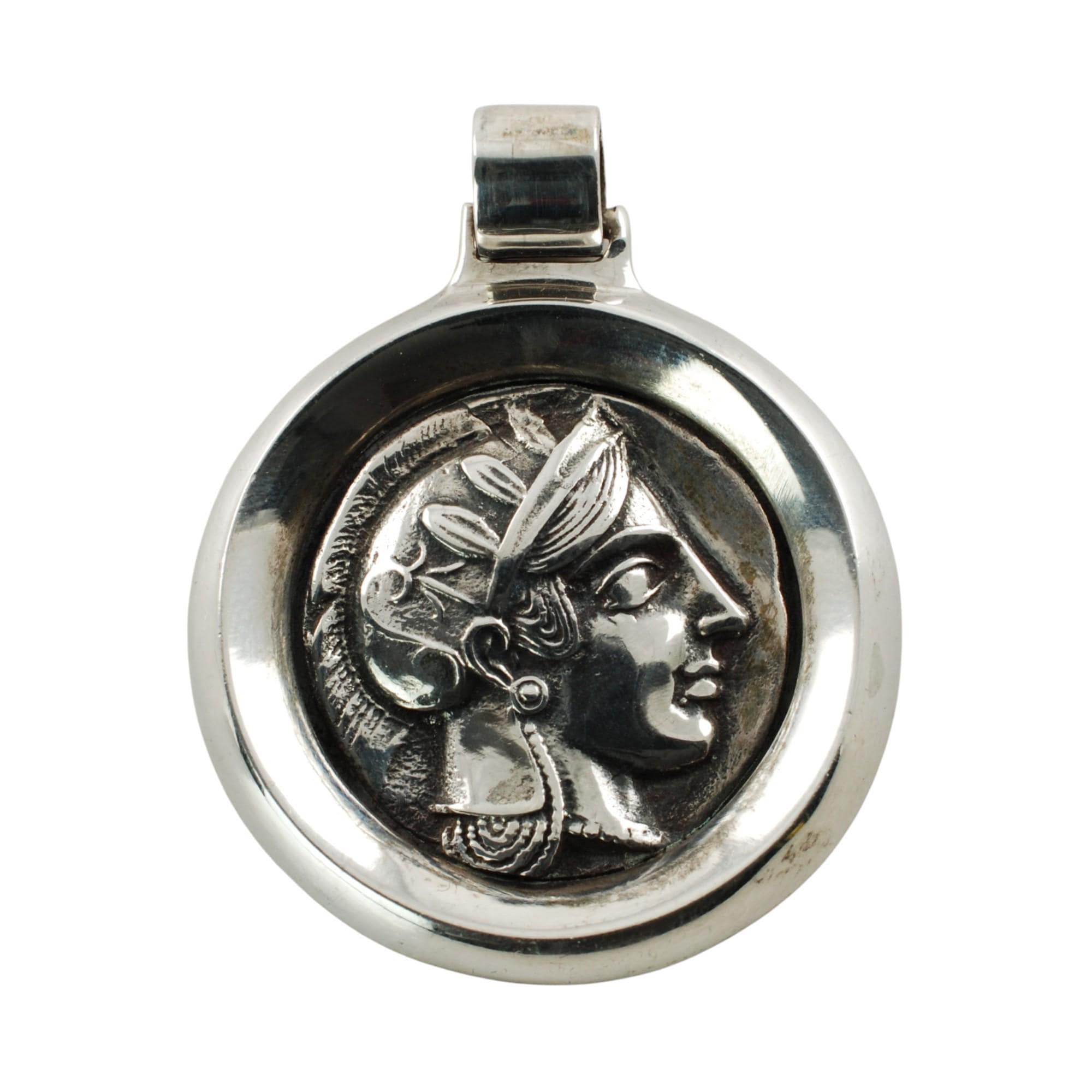 ヴィンテージ アテナ テトラドラクマ スターリングシルバー レプリカコインペンダント ギリシャ製 19グラム