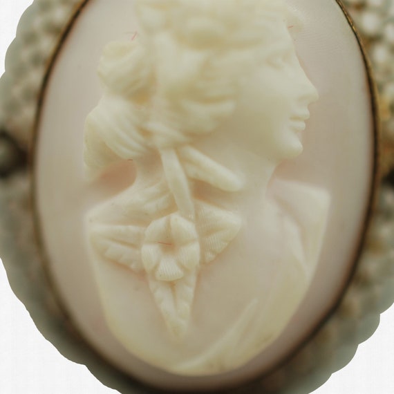 Angel Skin Cameo Brooch with Seed Pearl Accents, … - image 6