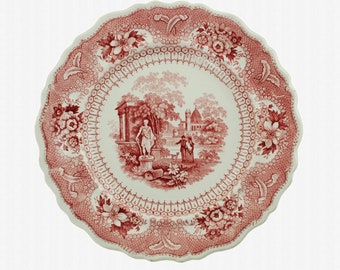 Antieke R & J Clews Canovian patroon rode en witte Staffordshire plaat